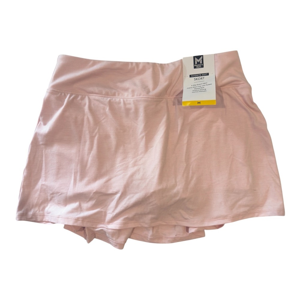 Members Mark Favorite Soft Skort Pink Medium Pleated Back Athletic Skirt NWT